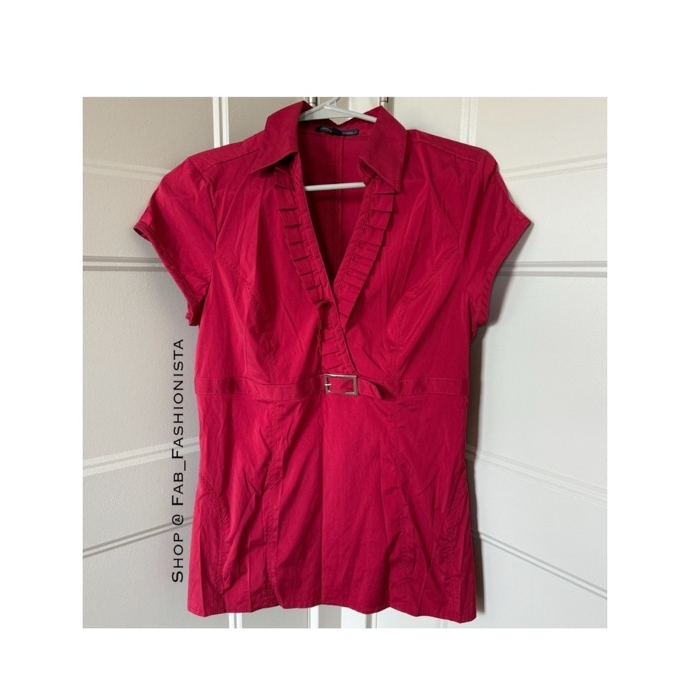 Express Maroon Cap Sleeve Fitted Blouse